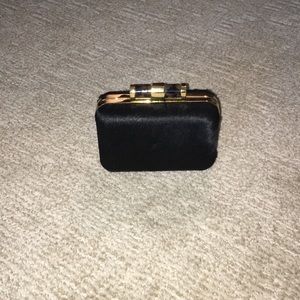 C Wonder Faux Black Calf Hair Minaudiere